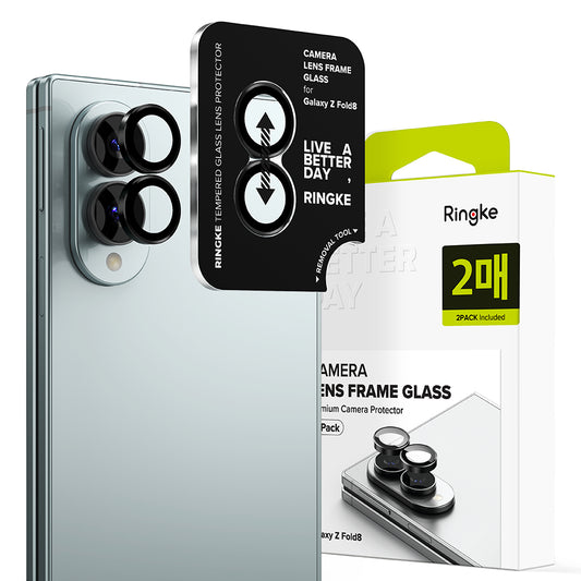 Ringke bagkamera beskyttelsesfilm til Samsung Galaxy Z Fold8 F971, hærdet glas, sæt med 2 stk., sort