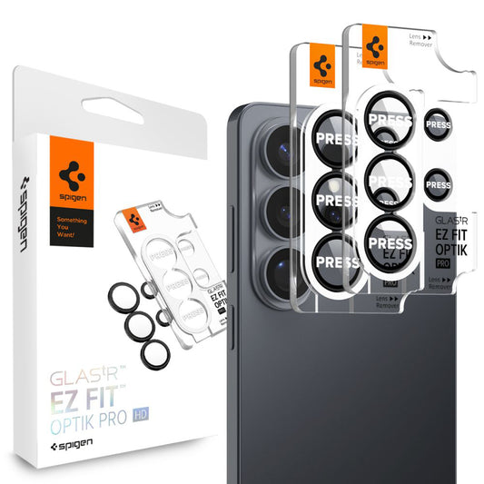 Beskyttelsesfilm til bagsidekameraet Spigen GlastR EZ FIT Optik Pro HD til Samsung Galaxy S26 Ultra S948, Hærdet Glas, Sæt med 2 stykker, Sort