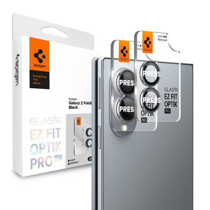 Beskyttelsesfilm til bagkamera Spigen GlastR EZ FIT Optik Pro HD til Samsung Galaxy Z Fold8 F971, hærdet glas, sæt med 2 stk., sort AGL11944
