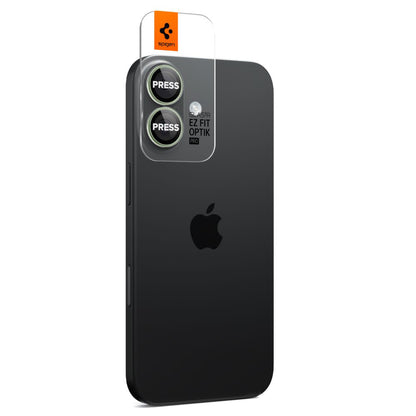 Bagsidekamera beskyttelsesfilm Spigen GlastR EZ FIT Optik Pro til Apple iPhone 17 / 16 Plus / 16, Hærdet Glas, Sæt med 2 stykker, Grøn AGL10128
