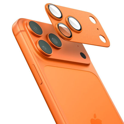 Beskyttelsesfilm til bagsidekameraet Spigen GlastR EZ FIT Optik Pro XL til Apple iPhone 17 Pro, Hærdet Glas, Sæt med 2 stykker, Orange