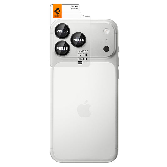 Beskyttelsesfilm til bagkamera Spigen GlastR EZ FIT Optik Pro til Apple iPhone 18 Pro / 18 Pro Max, hærdet glas, sæt med 2 stk., mørkegrå AGL12043
