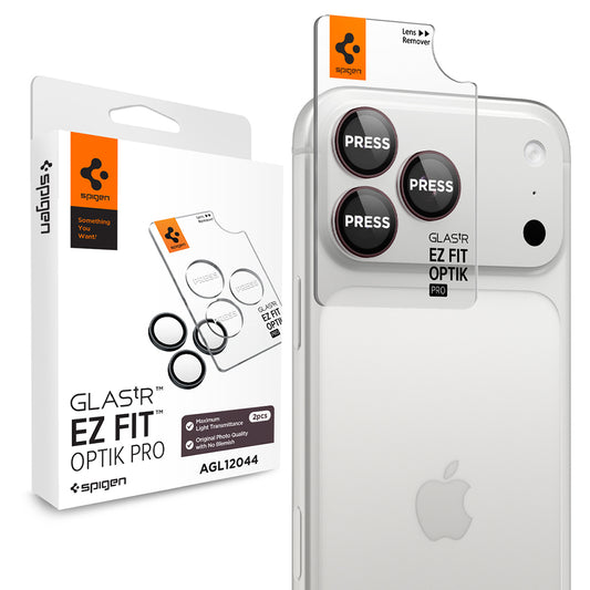 Beskyttelsesfilm til bagkamera Spigen GlastR EZ FIT Optik Pro til Apple iPhone 18 Pro / 18 Pro Max, hærdet glas, sæt med 2 stk., vinrød AGL12044