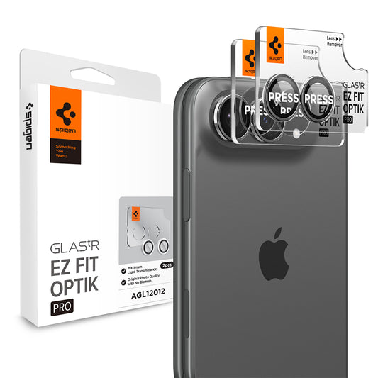 Beskyttelsesfilm til bagkamera Spigen GlastR EZ FIT Optik Pro til Apple iPhone Duo, hærdet glas, sæt med 2 stk., grå AGL12012