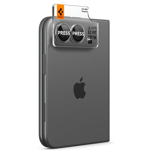 Beskyttelsesfilm til bagkamera Spigen GlastR EZ FIT Optik Pro til Apple iPhone Duo, hærdet glas, sæt med 2 stk., grå AGL12012