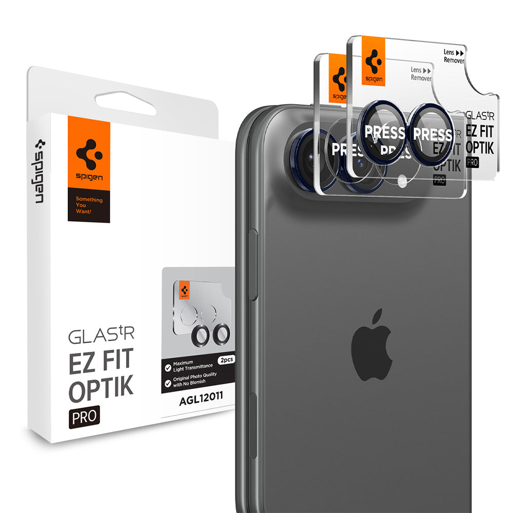 Beskyttelsesfilm til bagkamera Spigen GlastR EZ FIT Optik Pro til Apple iPhone Duo, hærdet glas, sæt med 2 stk., marineblå AGL12011