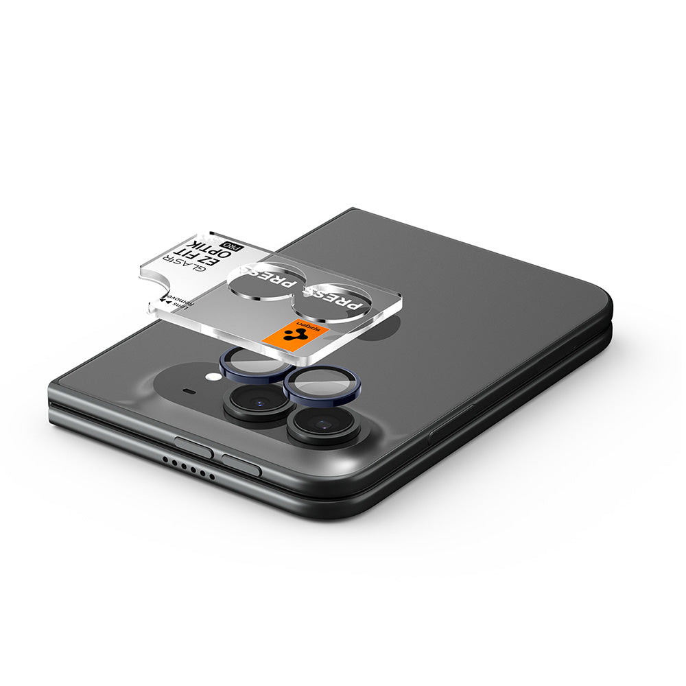 Beskyttelsesfilm til bagkamera Spigen GlastR EZ FIT Optik Pro til Apple iPhone Duo, hærdet glas, sæt med 2 stk., marineblå AGL12011