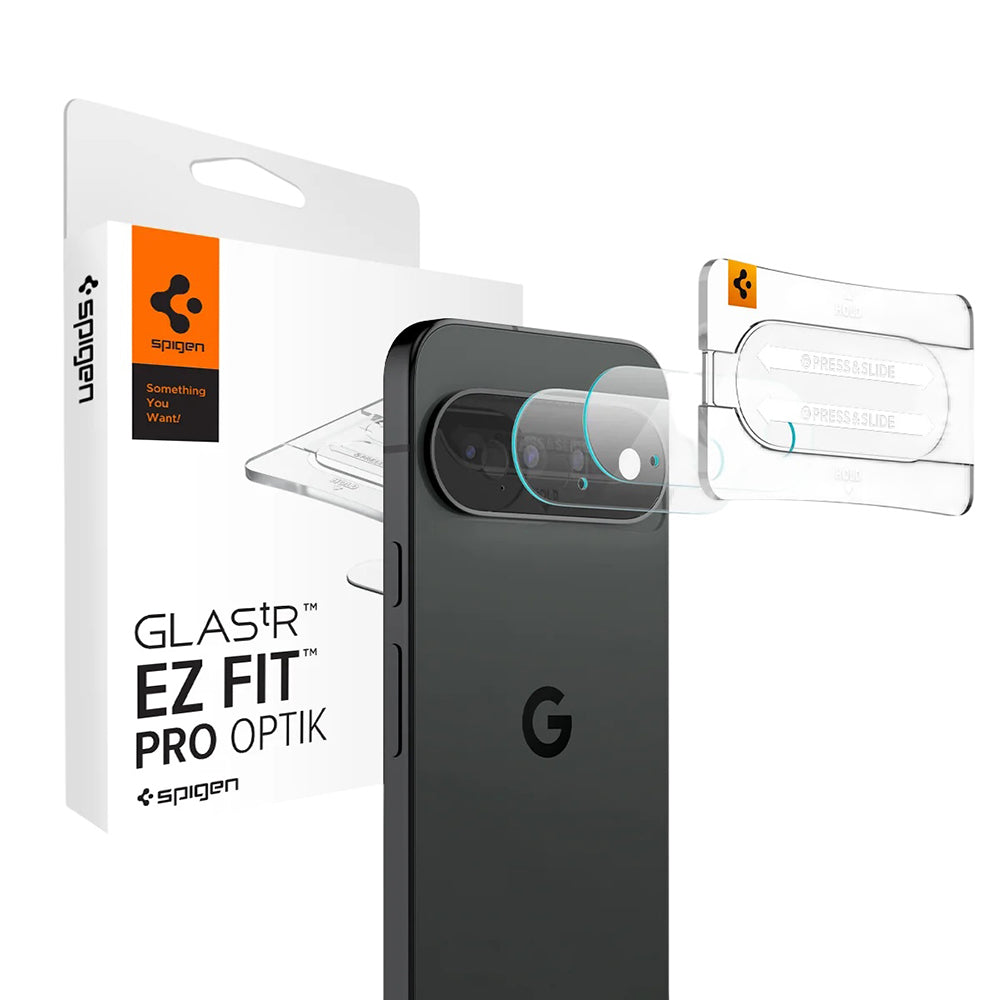 Beskyttelsesfilm til bagkamera Spigen GlastR EZ FIT Optik Pro til Google Pixel 11, hærdet glas, sæt med 2 stk., sort AGL11479