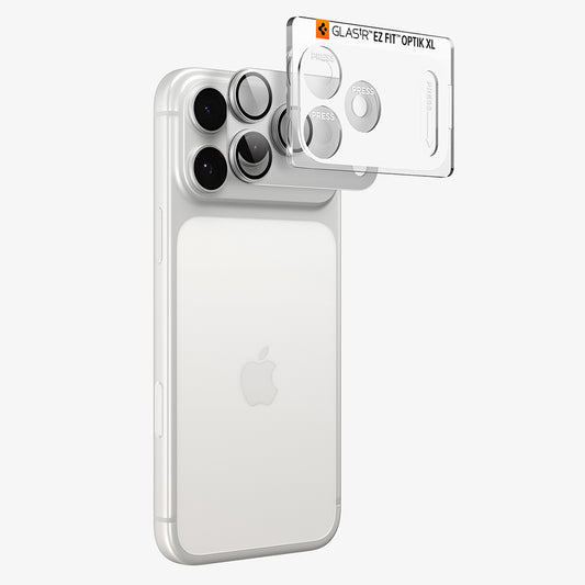 Beskyttelsesfilm til bagkamera Spigen GlastR EZ FIT Optik Pro XL til Apple iPhone 18 Pro, hærdet glas, sølv AGL12038