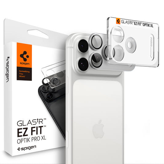 Beskyttelsesfilm til bagkamera Spigen GlastR EZ FIT Optik Pro XL til Apple iPhone 18 Pro, hærdet glas, sølv AGL12038