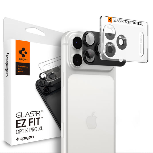 Beskyttelsesfilm til bagkamera Spigen GlastR EZ FIT Optik Pro XL til Apple iPhone 18 Pro, hærdet glas, mørkegrå AGL12035