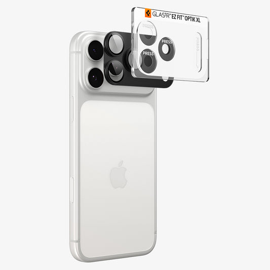 Beskyttelsesfilm til bagkamera Spigen GlastR EZ FIT Optik Pro XL til Apple iPhone 18 Pro, hærdet glas, mørkegrå AGL12035