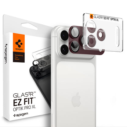 Beskyttelsesfilm til bagkamera Spigen GlastR EZ FIT Optik Pro XL til Apple iPhone 18 Pro, hærdet glas, vinrød AGL12036