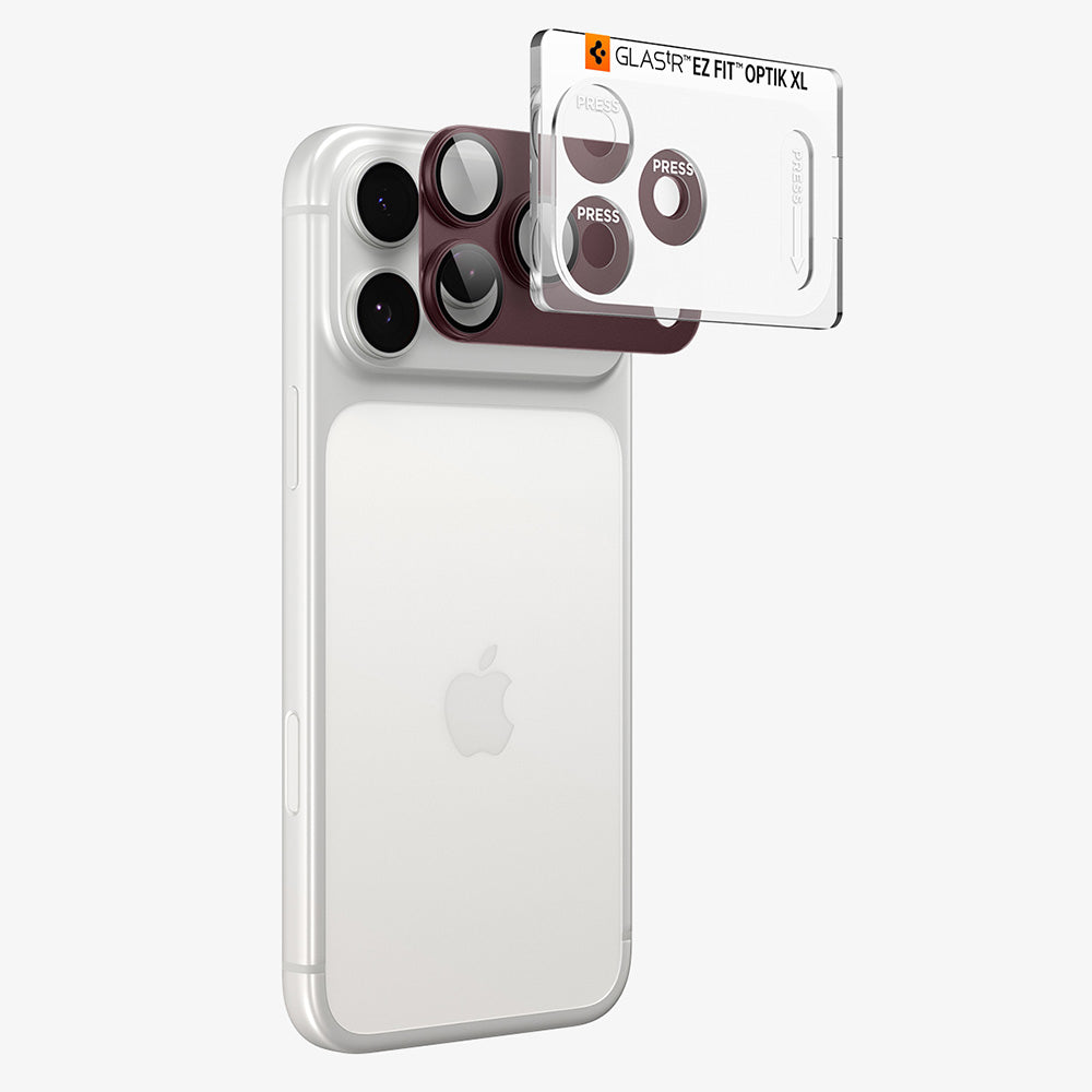 Beskyttelsesfilm til bagkamera Spigen GlastR EZ FIT Optik Pro XL til Apple iPhone 18 Pro, hærdet glas, vinrød AGL12036