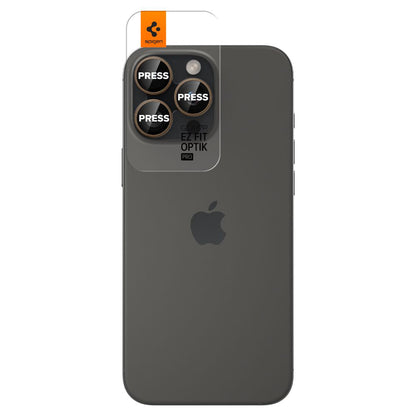 Bagsidekamera beskyttelsesfilm Spigen GlastR EZ FIT Optik Pro til Apple iPhone 16 Pro, Hærdet Glas, Sæt med 2 stykker, Bronze AGL08862