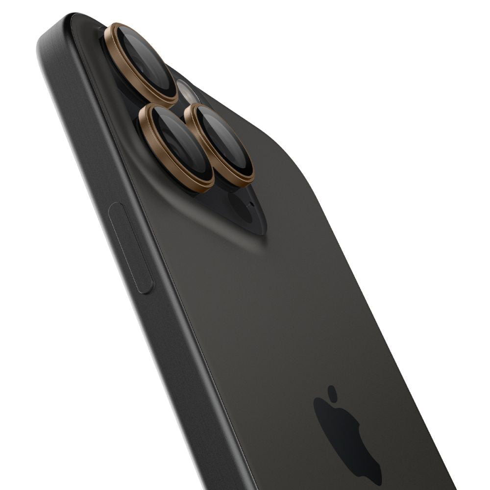 Bagsidekamera beskyttelsesfilm Spigen GlastR EZ FIT Optik Pro til Apple iPhone 16 Pro, Hærdet Glas, Sæt med 2 stykker, Bronze AGL08862