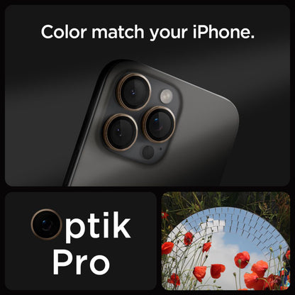 Bagsidekamera beskyttelsesfilm Spigen GlastR EZ FIT Optik Pro til Apple iPhone 16 Pro, Hærdet Glas, Sæt med 2 stykker, Bronze AGL08862