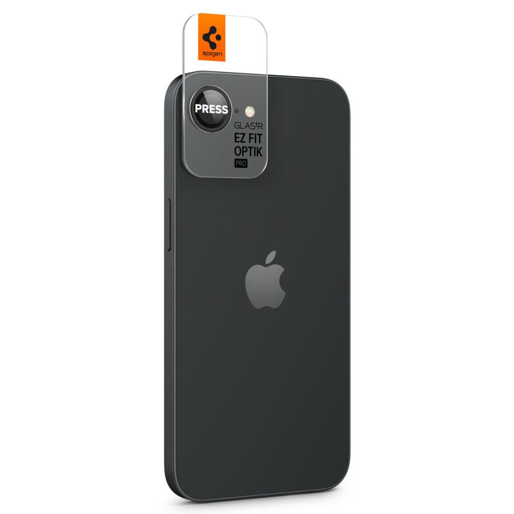 Bagsidekamera beskyttelsesfilm Spigen GlastR EZ FIT Optik Pro til Apple iPhone 17e / 16e, Hærdet Glas, Sæt med 2 stykker, Sort AGL09279