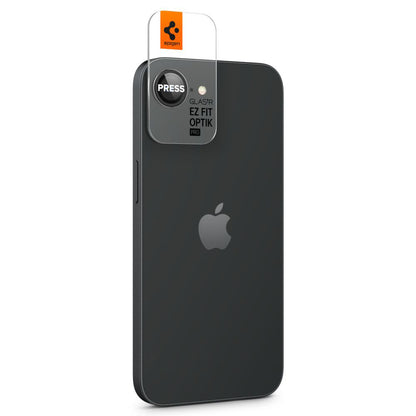 Bagsidekamera beskyttelsesfilm Spigen GlastR EZ FIT Optik Pro til Apple iPhone 17e / 16e, Hærdet Glas, Sæt med 2 stykker, Sort AGL09279