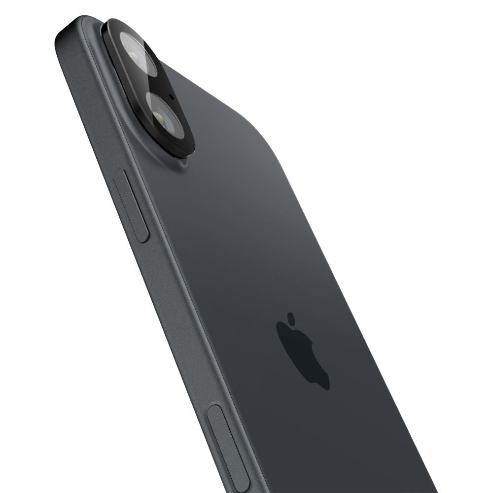 Beskyttelsesfilm til bagsidekameraet Spigen GlastR Optik til Apple iPhone 16 Plus / 16, Hærdet glas, Sæt med 2 stykker, Sort AGL07922