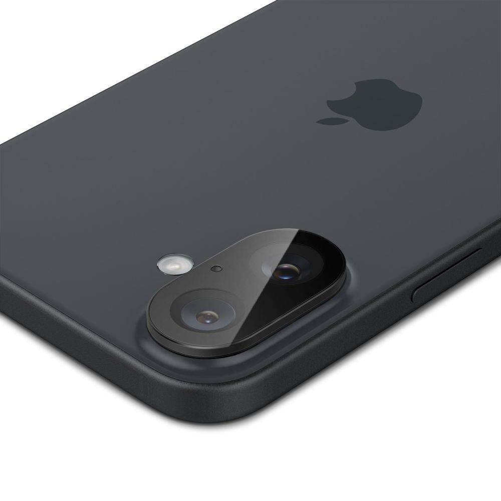 Beskyttelsesfilm til bagsidekameraet Spigen GlastR Optik til Apple iPhone 16 Plus / 16, Hærdet glas, Sæt med 2 stykker, Sort AGL07922