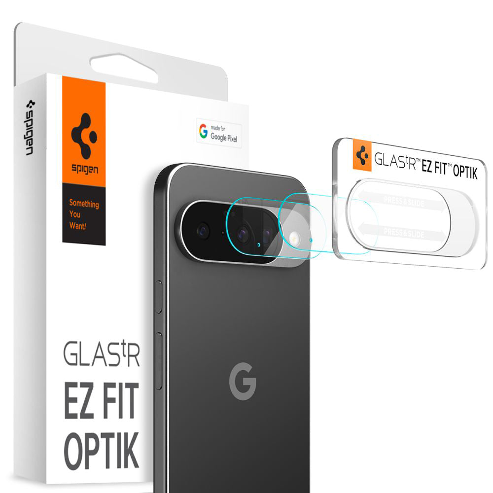 Beskyttelsesfilm til bagkamera Spigen GlastR Optik til Google Pixel 10, hærdet glas, sæt med 2 stk., gennemsigtig AGL09661