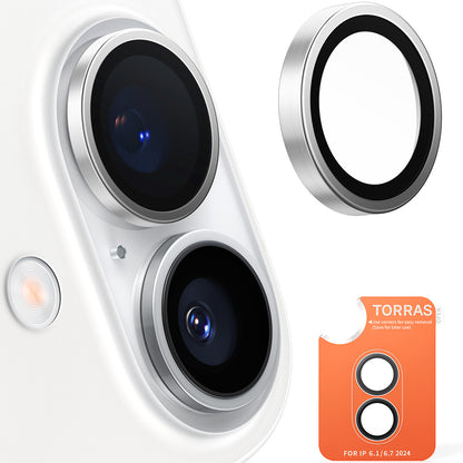 Beskyttelsesfilm til bagkameraet Torras Lensguard til Apple iPhone 16 Plus / 16, Hærdet glas, Metallisk Grå