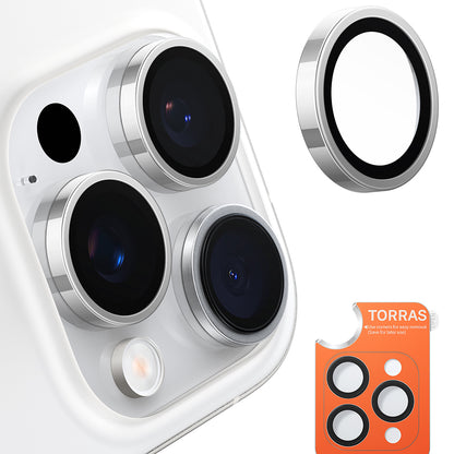 Torras Lensguard bagkamera beskyttelsesfilm til Apple iPhone 16 Pro Max / 16 Pro, hærdet glas, metallisk grå