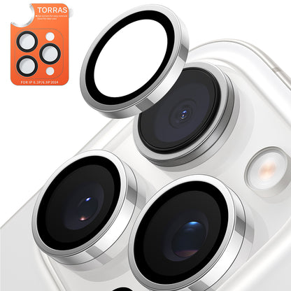Torras Lensguard bagkamera beskyttelsesfilm til Apple iPhone 16 Pro Max / 16 Pro, hærdet glas, metallisk grå