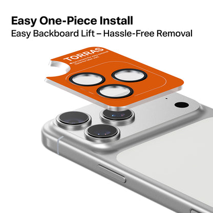 Torras Lensguard bagkamera beskyttelsesfilm til Apple iPhone 17 Pro Max / 17 Pro, hærdet glas, blå