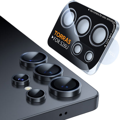 Beskyttelsesfilm til bagkameraet Torras Lensguard til Samsung Galaxy S26 Ultra S948, Hærdet glas, Sort