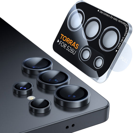 Torras Lensguard Rear Camera Protection Film for Samsung Galaxy S26 Ultra, Tempered Glass, Black