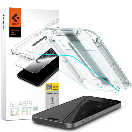 Beskyttelsesfilm til skærm Spigen GlastR EZ FIT HD til Apple iPhone 15, Hærdet glas, Fuldklæbende, 2.5D AGL06907