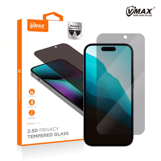 Privacy Vmax Skærmbeskytter til Apple iPhone 16 Pro Max, Hærdet Glas, Fuld Lim, 2.5D