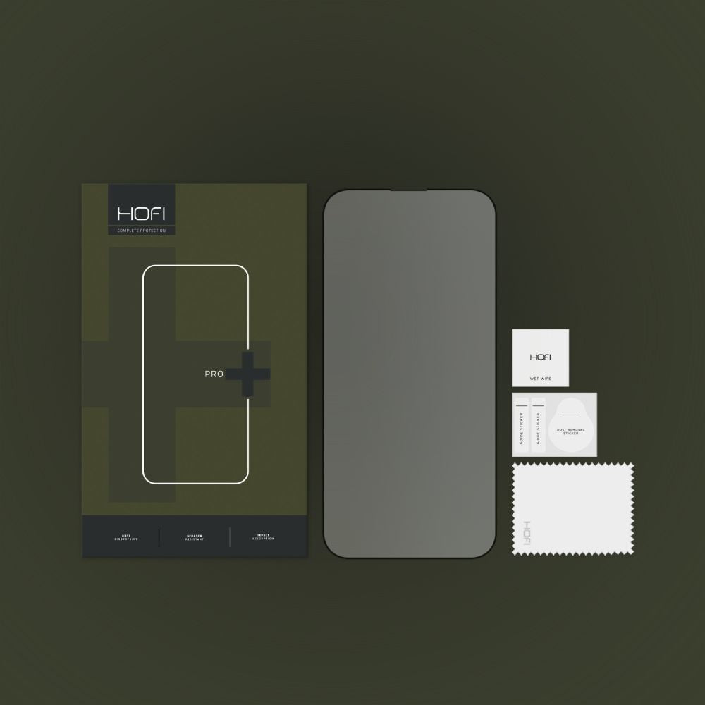 HOFI PRO+ Skærmbeskytter til Apple iPhone 14 Pro, Hærdet Glas, Fuld Lim, Sort