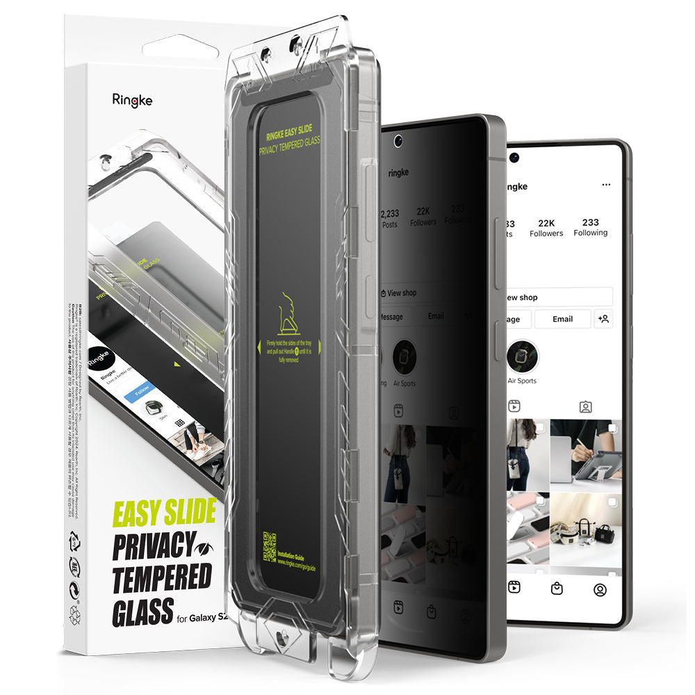 Beskyttelsesfilm til skærm Privacy Ringke Easy Slide til Samsung Galaxy S25 Ultra S938, Hærdet Glas, Fuldklæbende, Sæt med 2 stykker