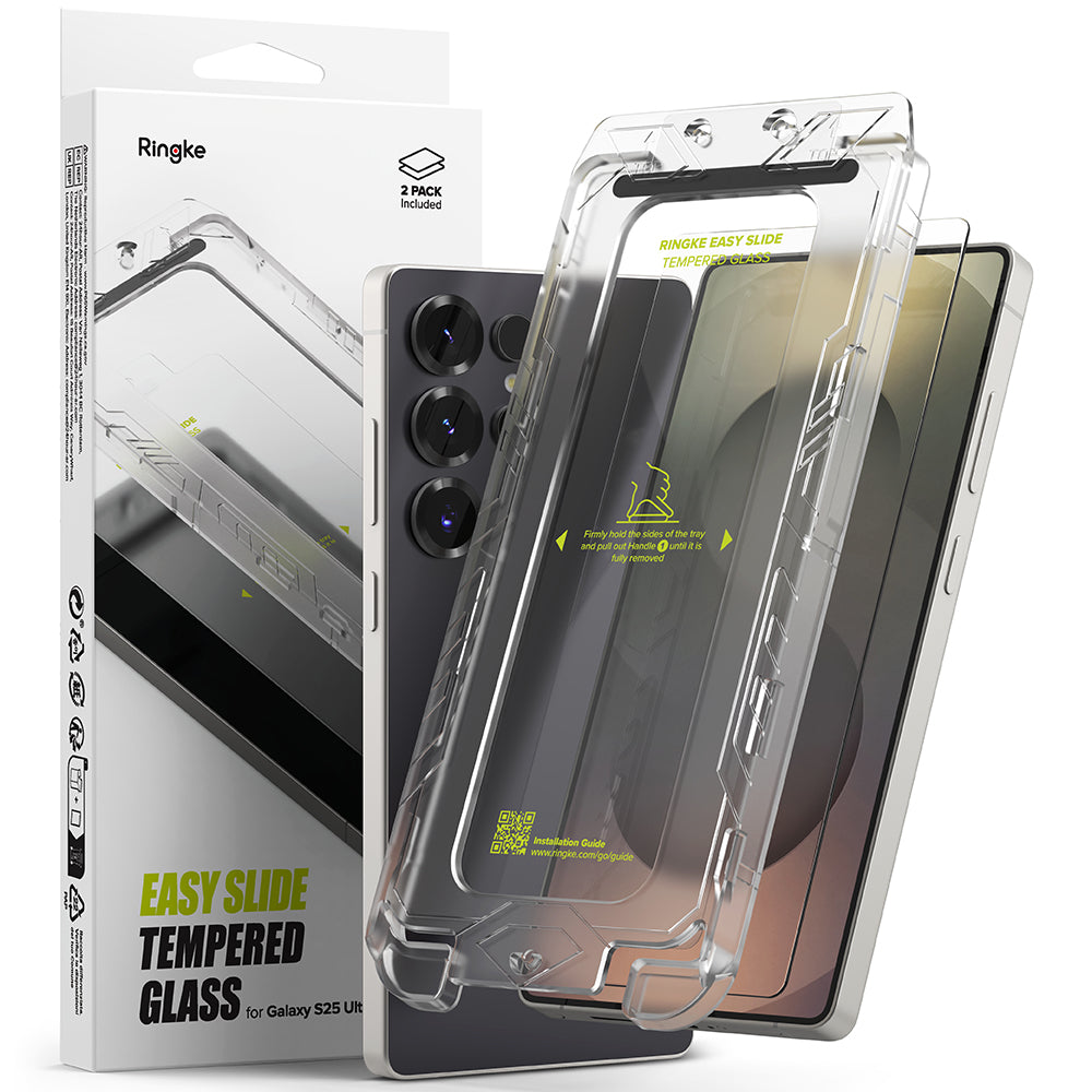 Skærmbeskyttelsesfilm Ringke Easy Slide til Samsung Galaxy S25 Ultra S938, Hærdet Glas, Fuldklæbende, Sæt med 2 stykker