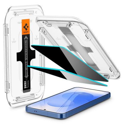 Privacy Skærmbeskyttelsesfilm Spigen GlastR EZ FIT HD til Samsung Galaxy S25 S931 / S24 S921, Hærdet Glas, Fuld Lim, Sæt med 2 stk