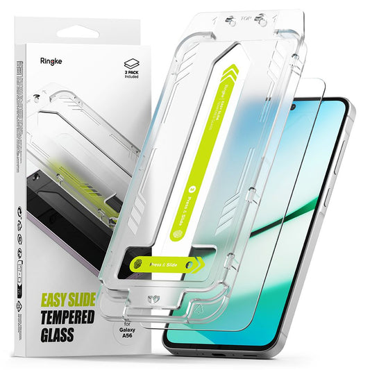 Ringke Easy Slide skærmbeskyttelsesfilm til Samsung Galaxy A56 A566, Hærdet glas, Fuldklæbende, Sæt med 2 stykker