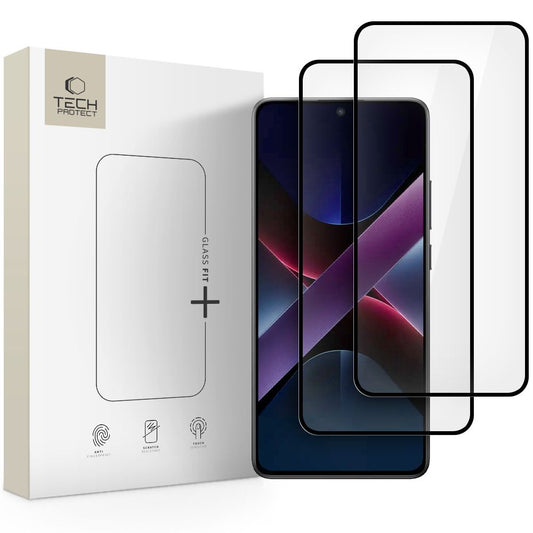 Skærmbeskyttelsesfilm Tech-Protect FIT+ til Xiaomi Poco X7 Pro, Hærdet Glas, Fuldklæbende, Sæt med 2 stykker, 2.5D