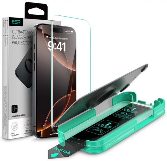 Beskyttelsesfilm ESR Armorite til Apple iPhone 16 Pro Max, Hærdet Glas, Fuldklæbende, Sort