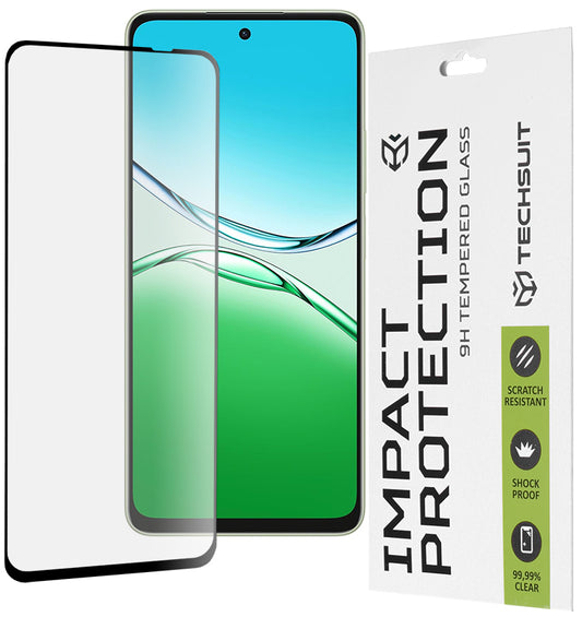 Techsuit Skærmbeskytter til Oppo A5 Pro 4G / A5 Pro, Hærdet Glas, Fuld Lim, 111D, Sort