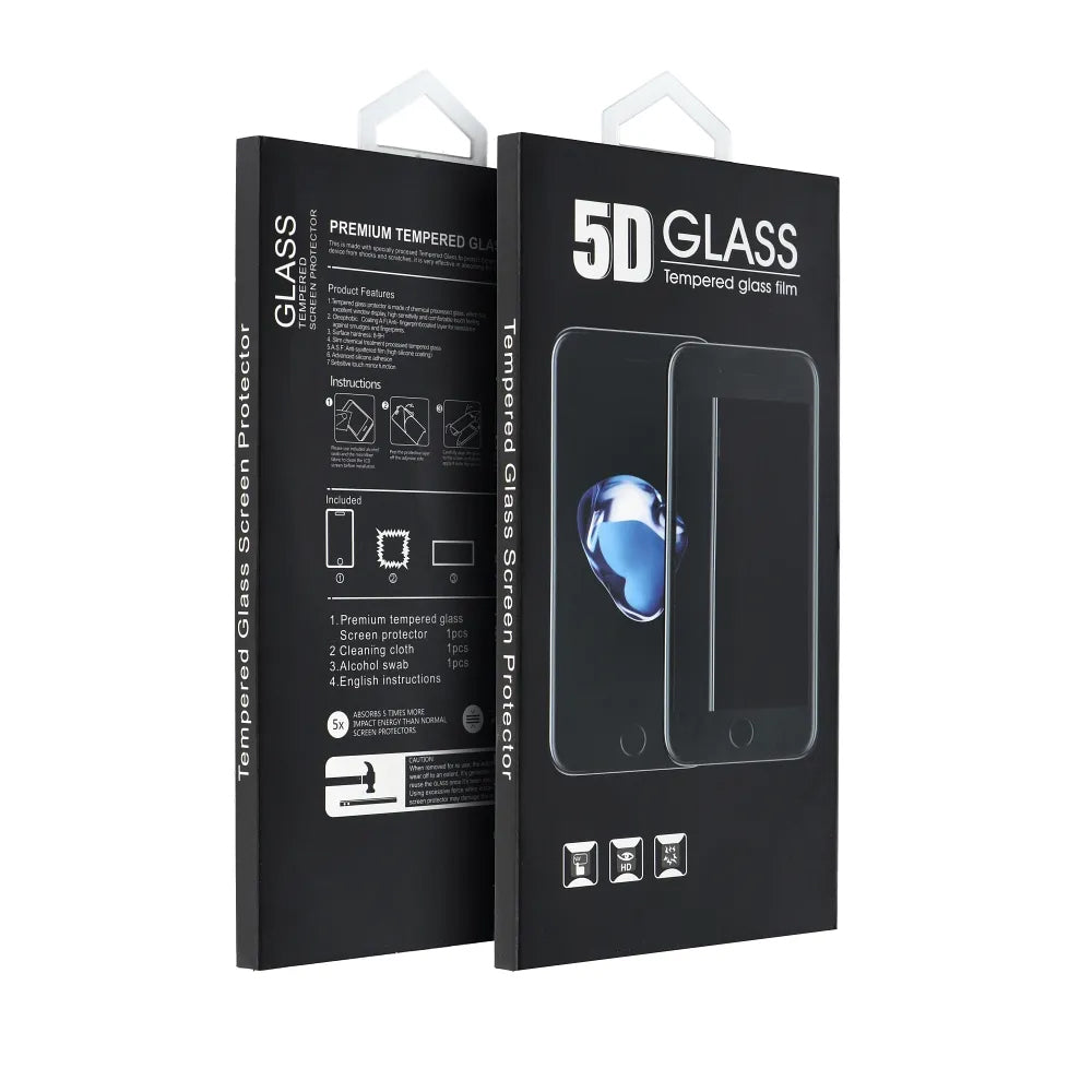 OEM skærmbeskytter til Motorola Moto G35, hærdet glas, fuld lim, 5D, sort