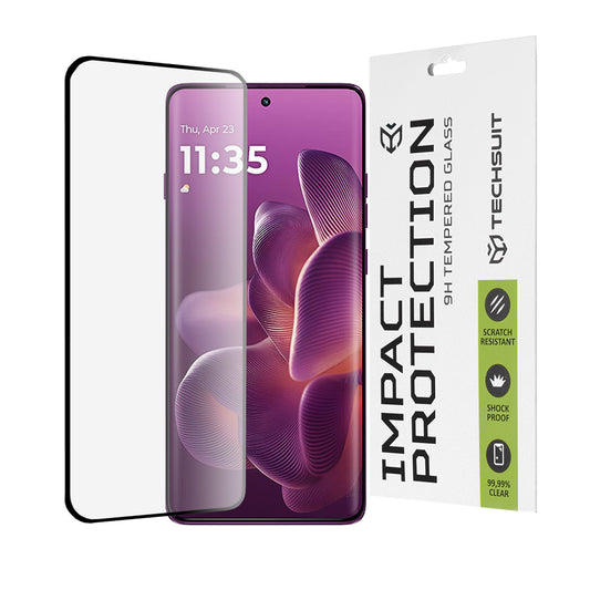 Techsuit Skærmbeskytter til Motorola Edge 60 Pro, Hærdet Glas, Full Glue, 111D, Sort