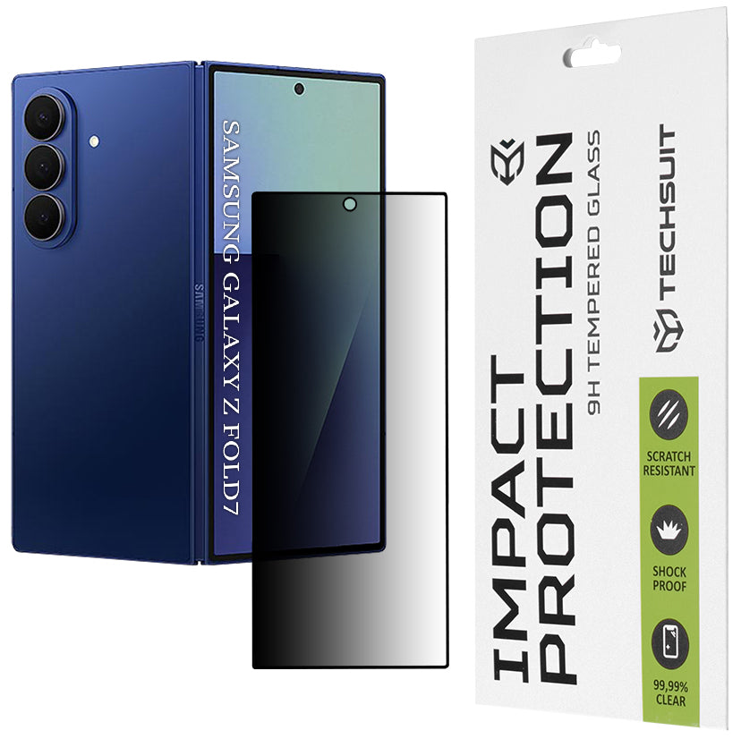 Privacy Techsuit Skærmbeskyttelse til Samsung Galaxy Z Fold7 F966, Hærdet Glas, Fuld Lim, 111D