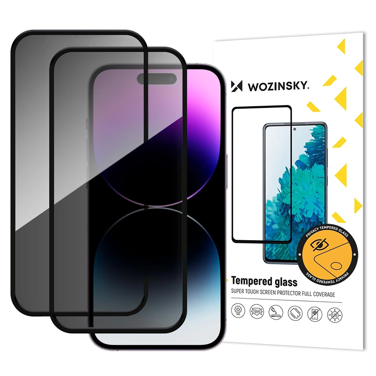 Beskyttelsesfilm til skærm Privacy WZK AntiSpy til Apple iPhone 17 Pro Max, Hærdet Glas, Fuldklæbende, Sæt med 2 stykker