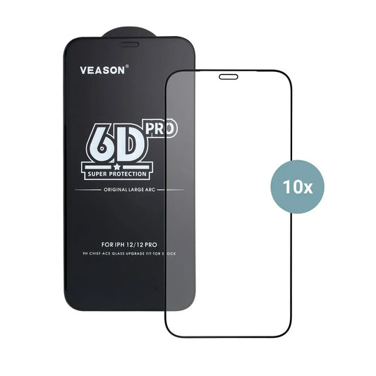 Veason PRO skærmbeskyttelsesfilm til Apple iPhone 17 Air, hærdet glas, fuld lim, sæt med 10 stk., 6D, sort