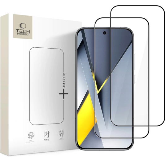 Tech-Protect FIT+ Skærmbeskytter til Xiaomi Poco F8 Ultra, Hærdet Glas, Fuld Lim, Sæt med 2 stk, 2.5D, Sort