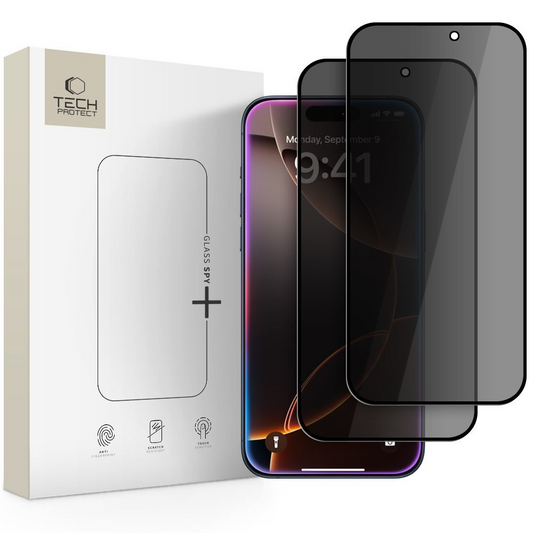 Privacy Tech-Protect Spy+ Skærmbeskytter til Apple iPhone 17 Pro Max / 16 Pro Max, Hærdet Glas, Fuld Lim, Sæt med 2 stk.
