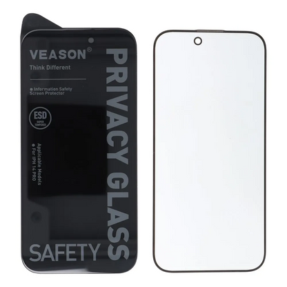 Privacy-skærmbeskyttelse Veason til Apple iPhone 17e / 16e / 14 / 13 Pro, hærdet glas, fuld lim, 6D